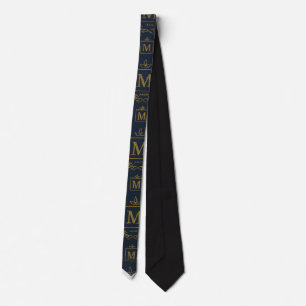 Cravate "Emblème Royal NMKY – Monogramme M Dessin de Crête