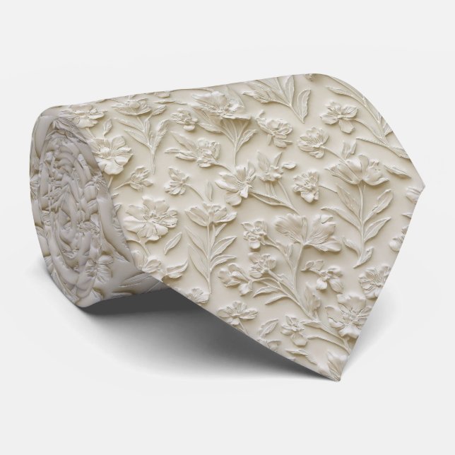 Cravate Embossed Floral Texture Pattern (Roulé)