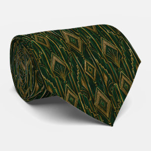 Cravate Émeraude verte et or Art déco diamant