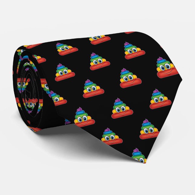 Cravate Emoji de caca arc-en-ciel moderne (Roulé)