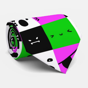 Cravate Emoji Faces Kawaii Purple green black