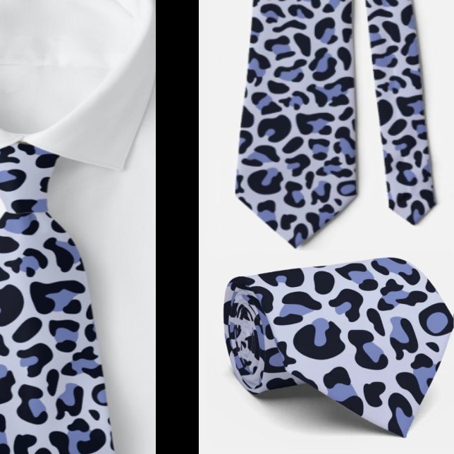 Cravate Empreinte de léopard bleu Groomsmen Punk Rock Mari (Créateur téléchargé)