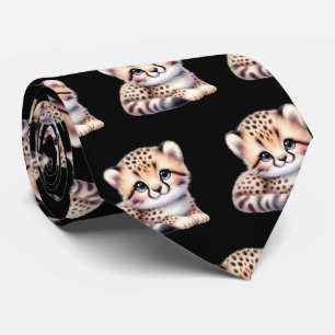Cravate Empreinte de léopard Moderne Kawaii Cute Cheetah B