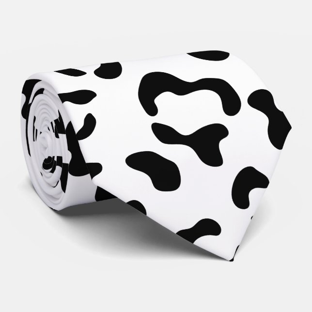 Cravate Empreinte de léopard, Zones Léopard, Noir Et Blanc (Roulé)