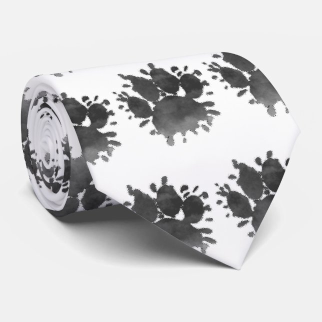 Cravate Empreinte de patte de chien Aquarelle Patte de can (Roulé)