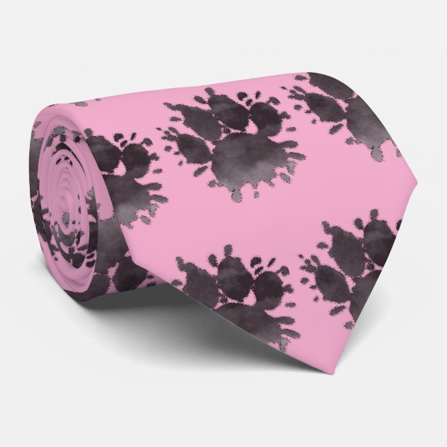 Cravate Empreinte de patte de chien Aquarelle Patte de can (Roulé)