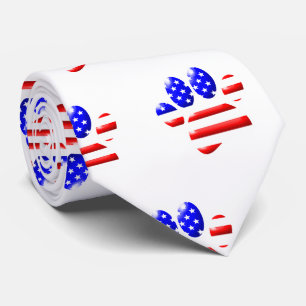Cravate Empreinte de patte de chien Drapeau américain
