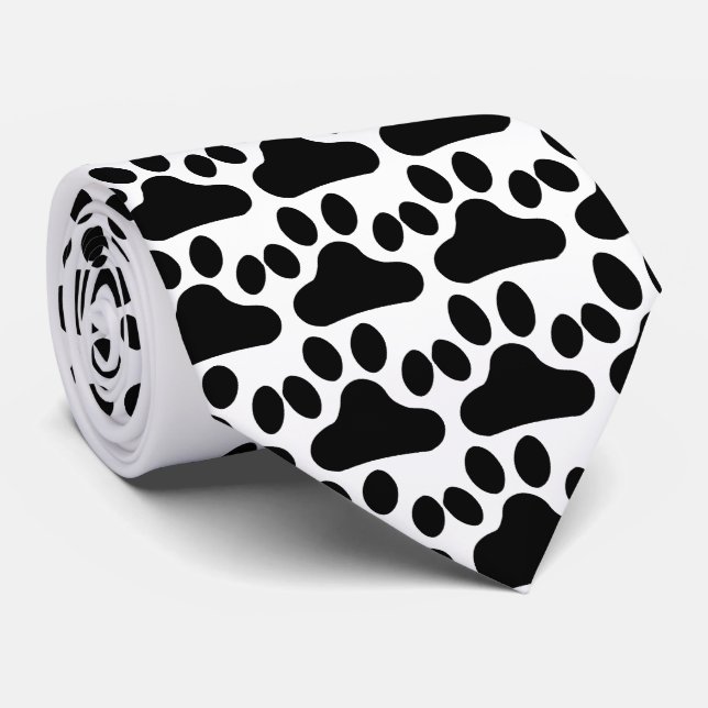 Cravate Empreinte de patte noir (Roulé)