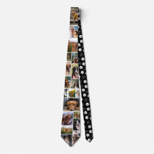 Cravate Empreinte de patte noir Motif Chien photo Collage