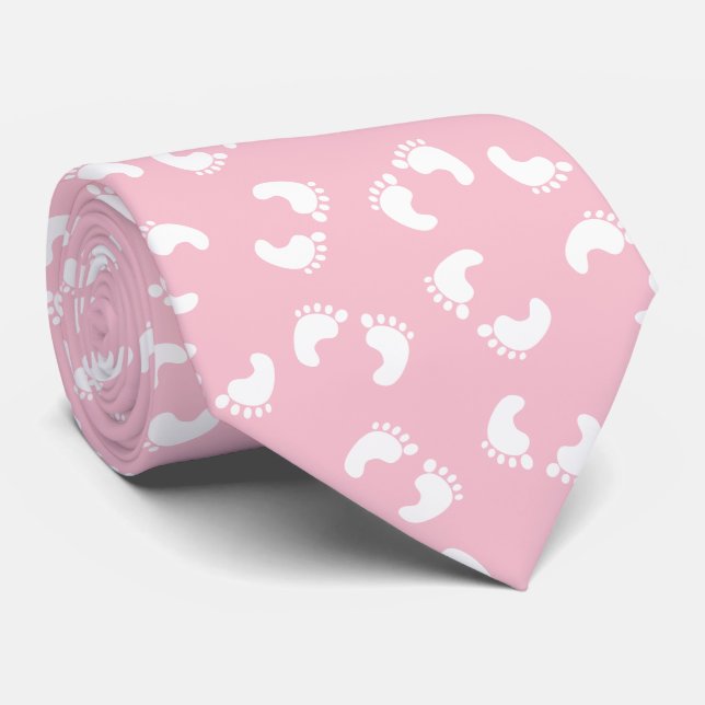 Cravate Empreintes Bébé, Pied Bébé, Marches, Fille Rose (Roulé)