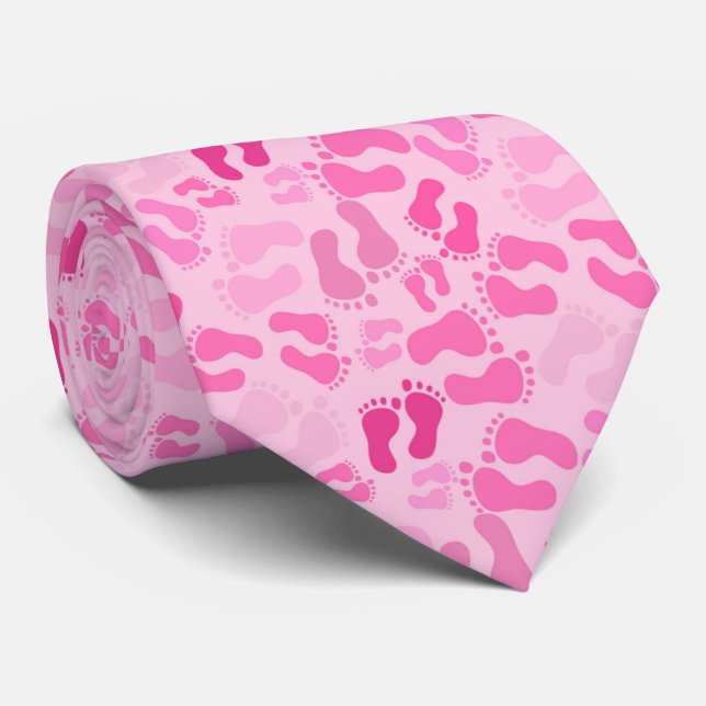 Cravate Empreintes de bébé roses (Roulé)
