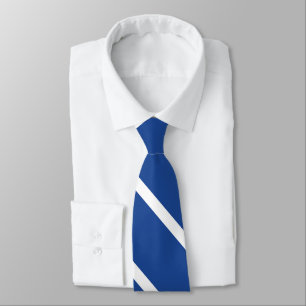 Cravate en bande Mid-Blue et White University
