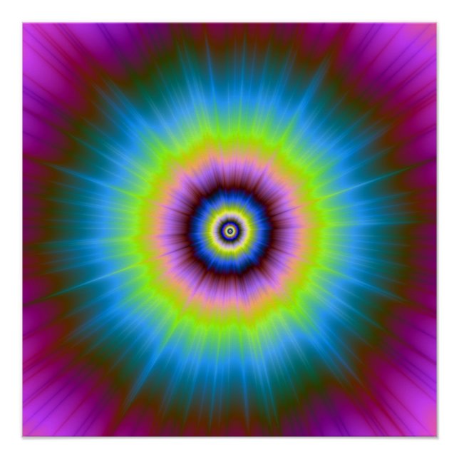 Cravate en bleu rose jaune Zazzle Poster parfait (Devant)