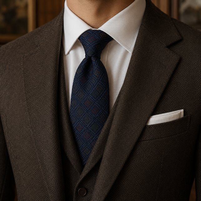 Cravate en jacquard Dobby Impérial Navy (Créateur téléchargé)