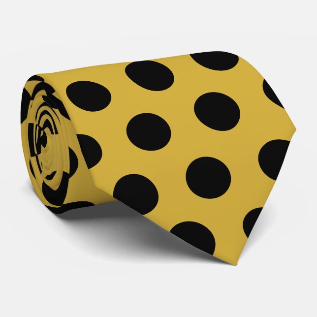 Cravate en or métallique avec style de point noir  (Roulé)