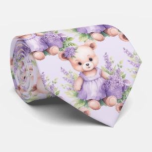 Cravate en Teddy Bear Violet Lilas