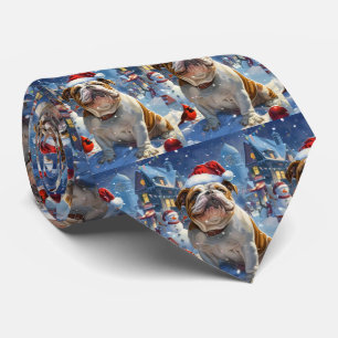 Cravate English Bulldog Winter Wonderland Christmas Joie