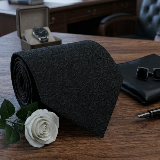 Cravate Enterrement noir Paisley  (Créateur téléchargé)