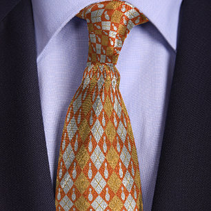 Cravate Épingle de Bowling Jacquard Orange Retro