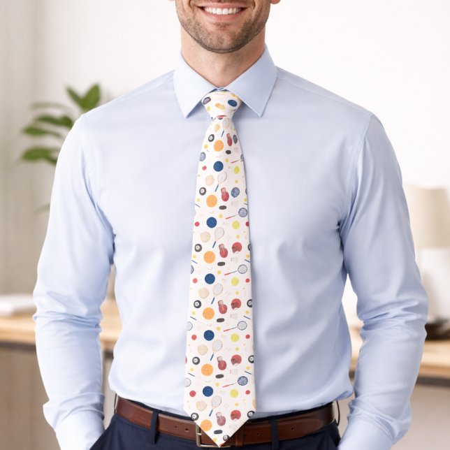 Cravate Équipement sportif multicolore fantaisiste  (Sporty Multi Color Whimsical Athletic Equipment Neck Tie)