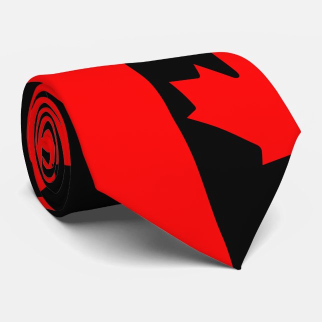 Cravate Érable canadien rouge et noir sur deux tons (Roulé)