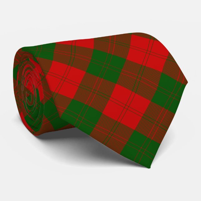 Cravate Erskine tartan rouge vert plaid (Roulé)