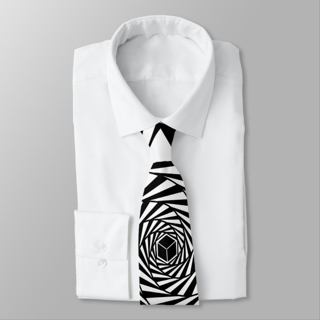 Cravate Escalier en spirale tourbillonnant abstrait noir e (Attaché)