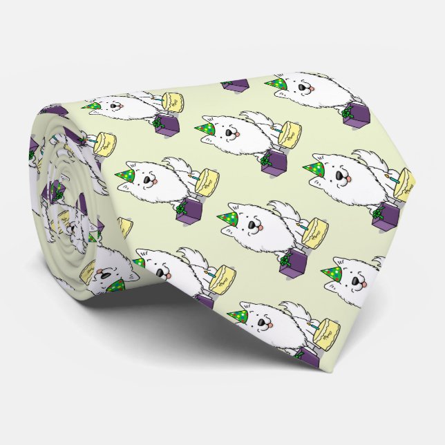 Cravate Eskie Bonne fête d'anniversaire American Eskimo Ch (Roulé)