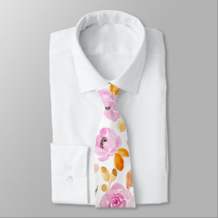 Cravate Été Rose Fille Aquarelle Motif Floral