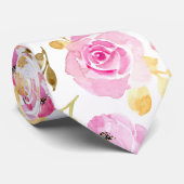 Cravate Été Rose Fille Aquarelle Motif Floral (Roulé)