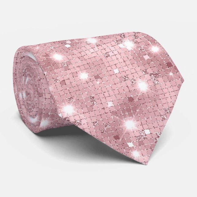 Cravate Étincelle Rose de luxe (Roulé)