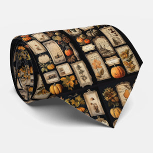 Cravate Étiquettes vintage citrouilles Halloween