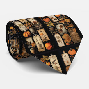 Cravate Étiquettes vintage citrouilles Halloween