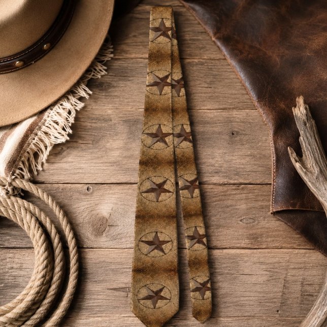 Cravate Étoile du Texas primitive en toile de jute rustiqu (Western Country Rustic Burlap Primitive Texas Star Tie)