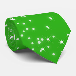 Cravate Étoiles de Noël et neige tombante sur VERT