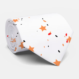 Cravate Etoiles motifs modernes blanc orange pour mari