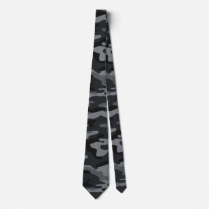 Cravate Étui camouflage noir et gris Motif de camouflage