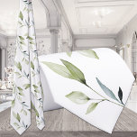 Cravate Eucalyptus Feuille de verdure Élégance Mariage bla<br><div class="desc">Une élégante cravate mariage de verdure avec des tiges de feuilles peintes en aquarelle verte contre un arrière - plan blanc pur. Cette cravate a un arrière - plan clair pour vous permettre d'ajouter une couleur arrière - plan de votre choix.</div>