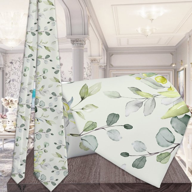 Cravate Eucalyptus Greenery Wedding Silver Sage Green (Créateur téléchargé)