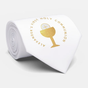 Cravate Eucharistie de la première communion blanche Faux