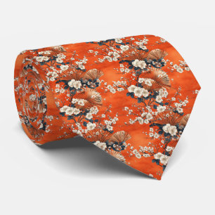 Cravate Éventail à motif de fleurs de cerisier japonais (1