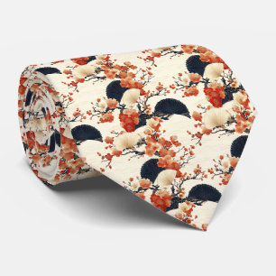 Cravate Éventail à motif de fleurs de cerisier japonais (6