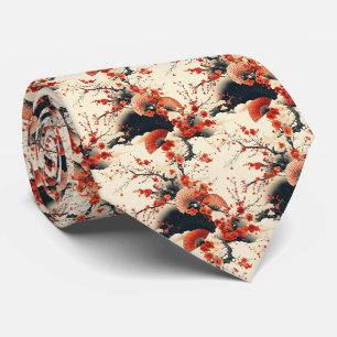Cravate Éventail de motif de cerisier japonais (7)