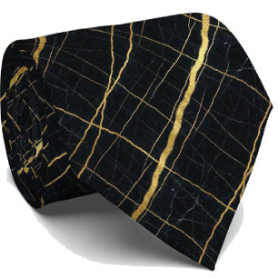 Cravate Executive Luxe Marbre Noir et Or