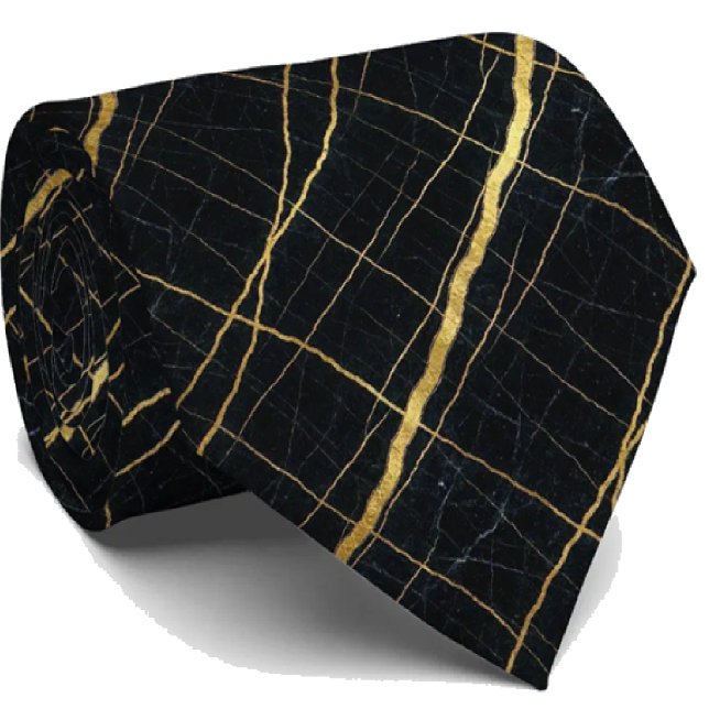 Cravate Executive Luxe | Marbre Noir et Or (Créateur téléchargé)