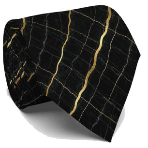Cravate Executive Luxe   Marbre Noir & Or