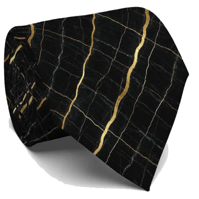 Cravate Executive Luxe | Marbre Noir & Or (Créateur téléchargé)