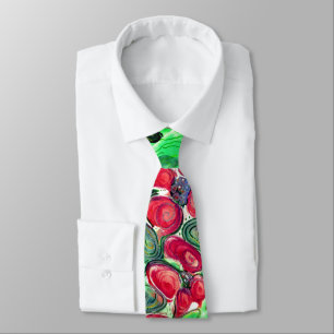 Cravate Fantaisie de mini fleurs rouges