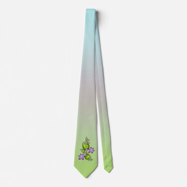 Cravate Fantaisie florale fleurs de lilas formes vertes fr (Devant)