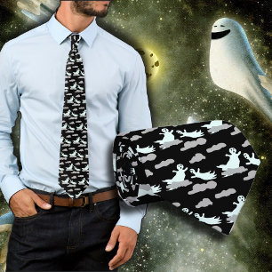 Cravate Fantômes dans les nuages Noir et Blanc